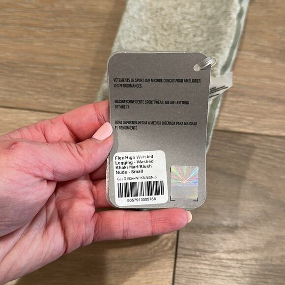 GYMSHARK Washed Khaki Marl/Blush Nude Flex High Waisted Active Leggings Size S - Picture 8 of 13